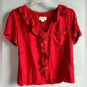 Maeve by Anthropologie Red Button Down Top Size S